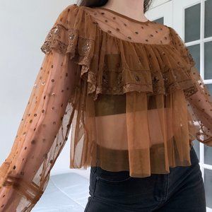 Bronze mesh beaded top by Free People